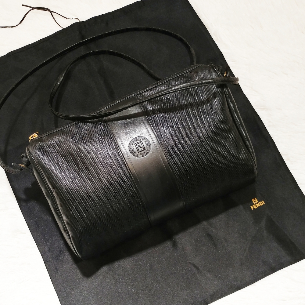 Fendi Vintage Coated Leather Crossbody Bag